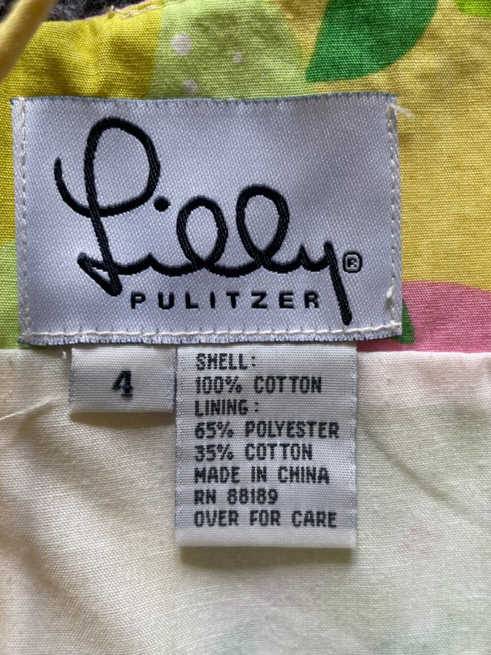 Lilly Pulitzer spaghetti strap dress. Citrus Lemonade Theme Size 4 Cotton - Picture 4 of 7